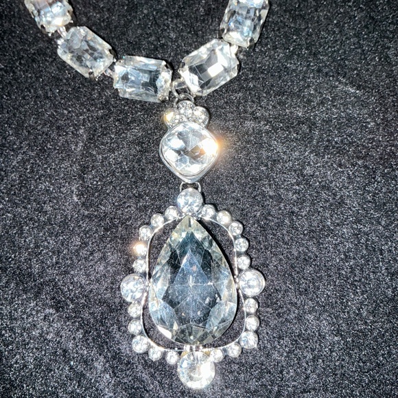 Rhinestone Choker & Layered Statement Necklace Set | Silver Tone Glam - Picture 4 of 7